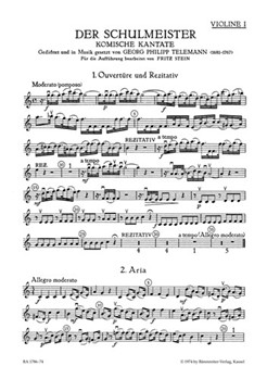 Der Schulmeister -Komische Kantate- by Telemann Georg Philipp for