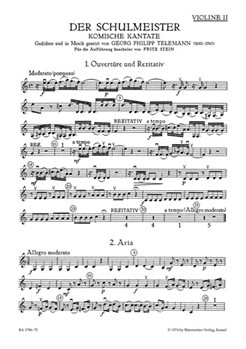 Der Schulmeister -Komische Kantate- by Telemann Georg Philipp for