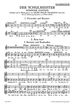 Der Schulmeister -Komische Kantate- by Telemann Georg Philipp for BarSolo/bo