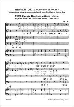 Cantate domino canticum novum SWV 81 (Motet no. 29 from "Cantiones sacrae 1625") by Schutz Heinrich for Mixed Choir