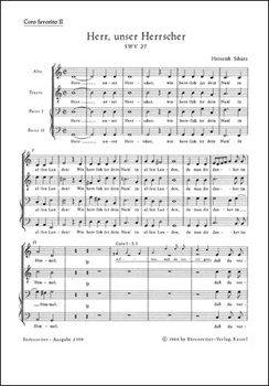 "Herr unser Herrscher" fur zwei vierstimmige Chore funfstimmige Instrumental-Capella ad lib. und B by Schutz Heinrich for 2Mixed cho