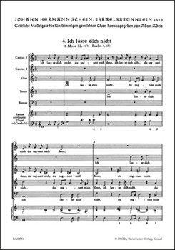 Ich lasse dich nicht du segnest mich denn Nr. 4 -Motette- (aus "Israelsbrunnelin") by Schein Johann Hermann for Mixed Choir