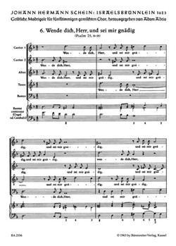 Wende dich Herr und sei mir gnadig Nr. 6 -Motette- (aus "Israelsbrunnelin") by Schein Johann Hermann for Mixed Choir