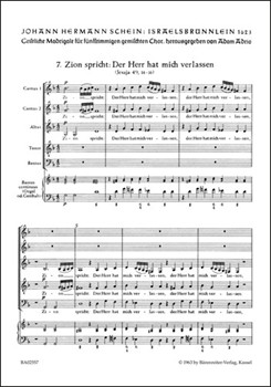 Zion spricht: Der Herr hat mich verlassen Nr. 7 -Motette- (aus "Israelsbrunnelin") by Schein Johann Hermann for Mixed Choir