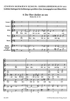 Der Herr denket an uns Nr. 9 -Motette- (aus "Israelsbrunnelin") by Schein Johann Hermann for Mixed Choir