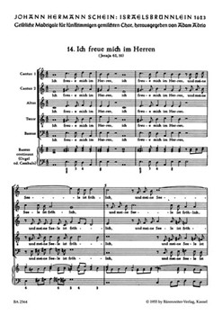 Ich freue mich im Herren Nr. 14 -Motette- (aus "Israelsbrunnelin") by Schein Johann Hermann for Mixed Choir