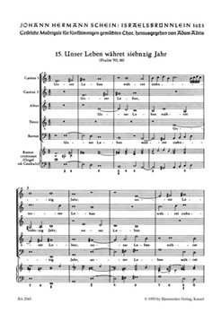 Unser Leben wahret siebnzig Jahre Nr. 15 -Motette- (aus "Israelsbrunnelin") by Schein Johann Hermann for Mixed Choir
