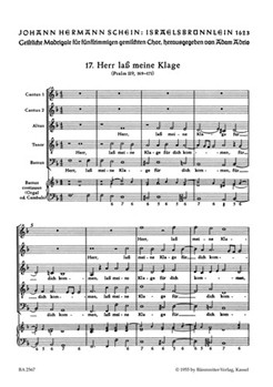 Herr lass meine Klagen fur dich kommen Nr. 17 -Motette- (aus "Israelsbrunnelin") by Schein Johann Hermann for Mixed Choir