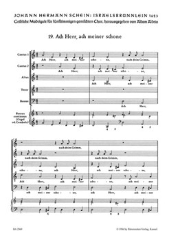 Ach Herr ach meiner schone Nr. 19 -Motette- (aus "Israelsbrunnelin") by Schein Johann Hermann for Mixed Choir