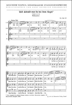 Und alsbald war da bei dem Engel -Evangelienmotette (Evangelienspruch) zum Weihnachtsfest- by Vulpius Melchior for Mixed Choir