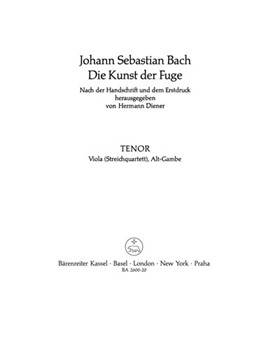 The Art of Fugue BWV 1080 -Viola part (version for string quartet)- (Edition according to the autogr by Bach Johann Sebastian for