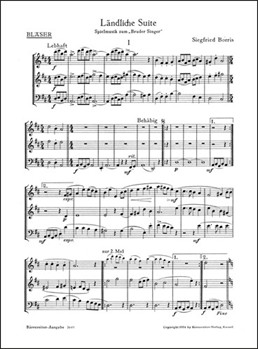 Landliche Suite nach Volksliedern by Borris Siegfried for Fl/Ob (cla