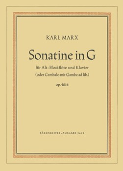 Sonatine fur Altblockflote und Klavier oder Cembalo G-Dur op. 48/6 by Marx Karl for Recorder-A