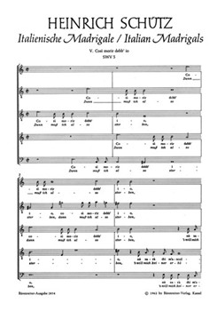 Cosi morir debb'io - Dann muss ich also sterben SWV 5 -Italienisches Madrigal Nr. 5- by Schutz Heinrich for Mixed Choir