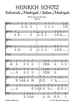 Io moro ecco ch'io moro - Ich sterbe siehe nun sterb' ich SWV 13 -Italienisches Madrigal Nr. 13- by Schutz Heinrich for Mixed Choir