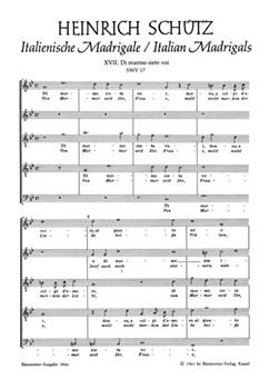 Di marmo siete voi - Von Marmor seid ihr Fraue SWV 17 -Italienisches Madrigal Nr. 17- by Schutz Heinrich for Mixed Choir