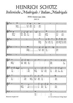 Giunto è pur Lidia - Trug ist's nur Lydia SWV 18 -Italienisches Madrigal Nr. 18- by Schutz Heinrich for Mixed Choir