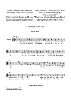 Was Gott tut das ist wohlgetan (What God ordains is always good) -Chorale Cantata for Mixed Chrous by Pachelbel Johann for Mixed Choir