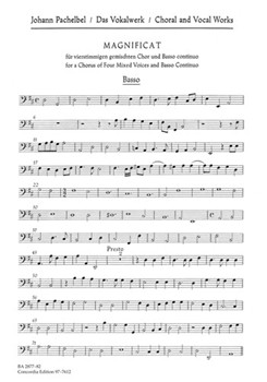 Magnificat for a Chorus of four Mixed voices and Basso continuo by Pachelbel Johann for