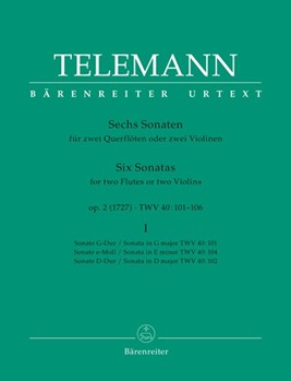 6 Sonatas Opus 2 Volume 1 by Telemann Georg Philipp for Flute Duet (Vol 1)
