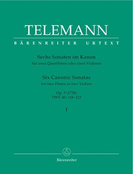 6 Canonic Sonatas Opus 5 Volume 1 by Telemann Georg Philipp for Flute Duet (Vol 1)