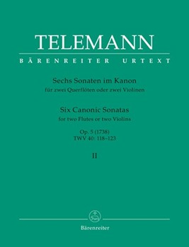 6 Canonic Sonatas Opus 5 Volume 2 by Telemann Georg Philipp for Flute Duet (Vol 2)