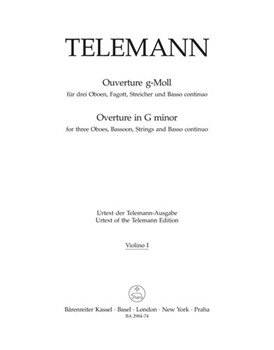 Ouverture fur drei Oboen Fagott Streicher und Basso continuo g-Moll TWV 55:g4 by Telemann Georg Philipp for