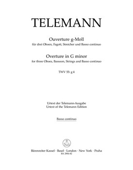 Ouverture fur drei Oboen Fagott Streicher und Basso continuo g-Moll TWV 55:g4 by Telemann Georg Philipp for