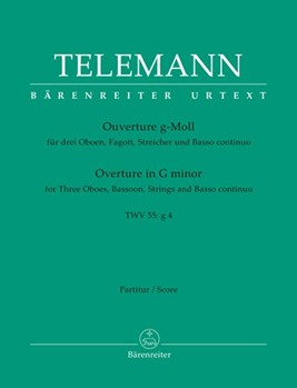 Ouverture fur drei Oboen Fagott Streicher und Basso continuo g-Moll TWV 55:g4 by Telemann Georg Philipp for 3Ob/bassoo
