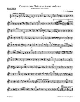 Ouverture des Nations anciens et modernes fur Streicher und Basso continuo G-Dur TWV 55:G4 by Telemann Georg Philipp for