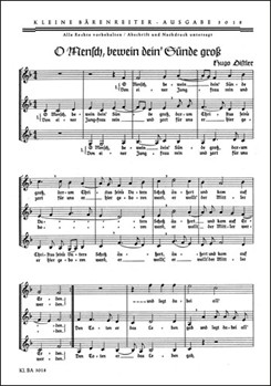 O Mensch bewein dein' Sunde groS Nr. 15 (Liedsatz aus "Der Jahrkreis" op. 5 (1933)) by Distler Hugo for Female cho
