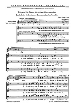 Selig sind die Toten Nr. 35 -Kleine Motette- (Liedsatz aus "Der Jahrkreis" op. 5 (1932/33)) by Distler Hugo for SSolo/Mixe