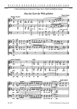 Also hat Gott die Welt geliebet Nr. 16 -Kleine Motette- (Liedsatz aus "Der Jahrkreis" op. 5 (1932/33 by Distler Hugo for Mixed Choir