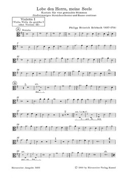 Lobe den Herrn meine Seele -Kantate fur vier gemischte Stimmen funfstimmiges Streichorchester und by Erlebach Philipp Heinrich for
