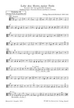 Lobe den Herrn meine Seele -Kantate fur vier gemischte Stimmen funfstimmiges Streichorchester und by Erlebach Philipp Heinrich for