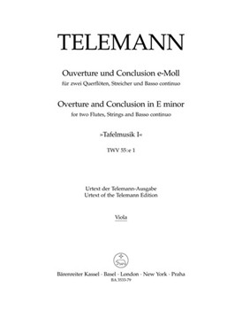 Ouverture und Conclusion fur two Querfloten Streicher und Basso continuo e-Moll by Telemann Georg Philipp for