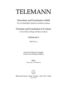 Ouverture und Conclusion fur two Querfloten Streicher und Basso continuo e-Moll by Telemann Georg Philipp for