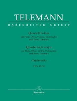 Quartet for Flute Oboe Violin Violoncello and Basso continuo G major TWV 43:G2 -"Tafelmusik"- by Telemann Georg Philipp for Fl/Ob/V/Vc