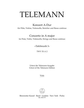 Concerto for Flute Violin Violoncello Strings and Basso Continuo A major TWV 53:A 2 -Tafelmusik I by Telemann Georg Philipp for