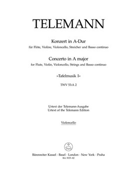 Concerto for Flute Violin Violoncello Strings and Basso Continuo A major TWV 53:A 2 -Tafelmusik I by Telemann Georg Philipp for