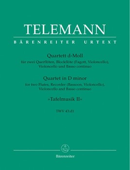 Quartet In D Minor(rec 2fl + Bc) by Telemann Georg Philipp for Instr