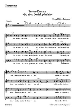 Du aber Daniel gehe hin -Funeral Cantata- by Telemann Georg Philipp for SSolo/BSol