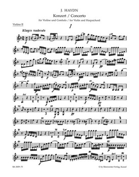 Concerto for Violin Harpsichord and String Orchestra F major Hob XVIII:6* by Haydn Joseph for
