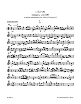 Concerto for Violin Harpsichord and String Orchestra F major Hob XVIII:6* by Haydn Joseph for