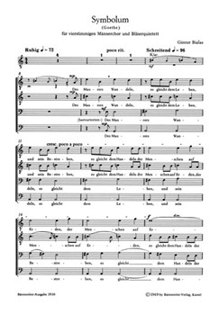 Symbolum -Komposition fur Mannerchor und Blaserquintett- (Des Maurers Wandeln es gleicht dem Leben) by Bialas Gunter for TTBB