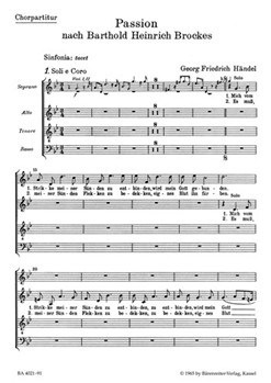 Passion nach Barthold Heinrich Brockes HWV 48 by Handel George Frideric for SSolo/2ASo