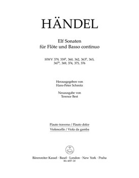 Eleven Sonatas for Flute and Basso Continuo HWV 379 359b 360 362 363b 365 367b 369/ HWV 374-3 by Handel George Frideric for Flute and Piano