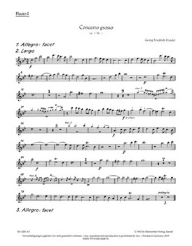 Concerto grosso B-Dur op. 3/1 HWV 312 by Handel George Frideric for