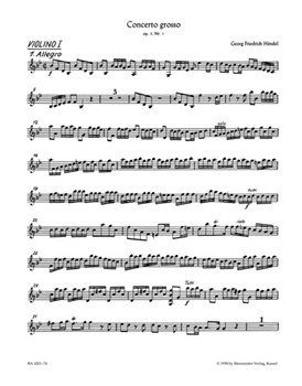 Concerto grosso B-Dur op. 3/1 HWV 312 by Handel George Frideric for
