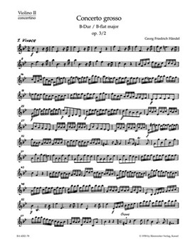 Concerto grosso B-Dur op. 3/2 HWV 313 by Handel George Frideric for